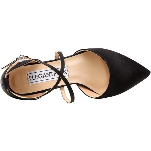 Women’s Closed Toe Strappy Satin High Heel Pumps - Pointed Wedding Evening Shoes - Picture 7 of 9